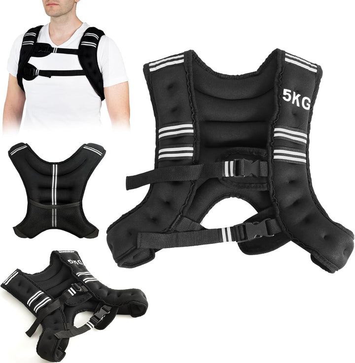 KOMFOTTEU Gewichtsweste 5-15 kg, Trainingsweste aus Neopren verstellbar, Fitnessweste Laufweste mit