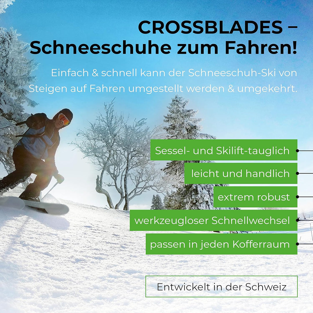 Crossblades Harscheisen Schneeschuhe Schwarz I 3in1 Schneeschuh zum Steigen, Fahren & Gleiten I Welt