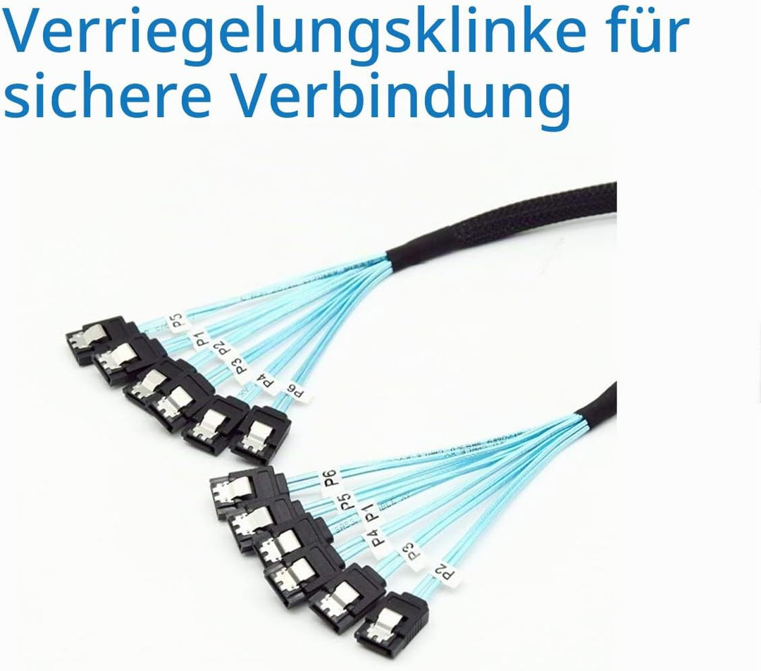 CABLEDECONN Sata 6 SATA Kabel High Speed 6Gbps 6 Teile/sata SAS Kabel Für Server 1M 6pcs/set, 6pcs/s