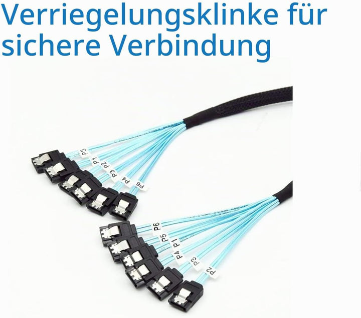 CABLEDECONN Sata 6 SATA Kabel High Speed 6Gbps 6 Teile/sata SAS Kabel Für Server 1M 6pcs/set, 6pcs/s
