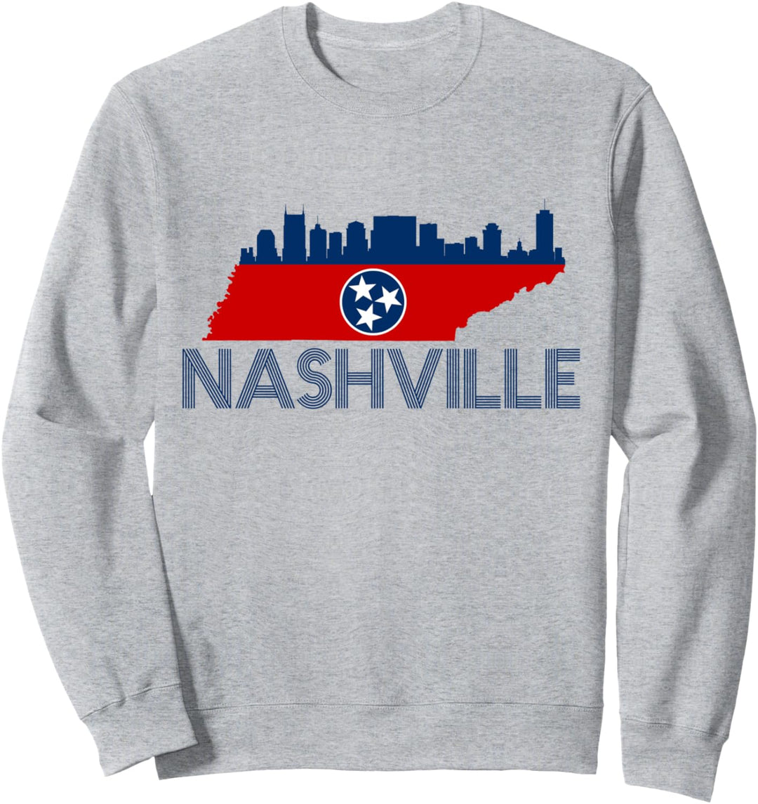 Tennessee State Flag Art TN Outline Gift Nashville Skyline Sweatshirt