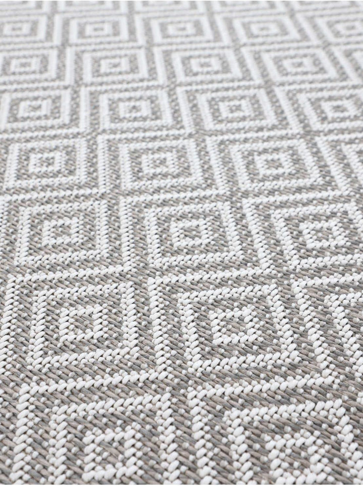 carpetfine In- und Outdoor Teppich Boho Läufer Beige Flachgewebeteppich 75x200 cm | Moderner Teppich