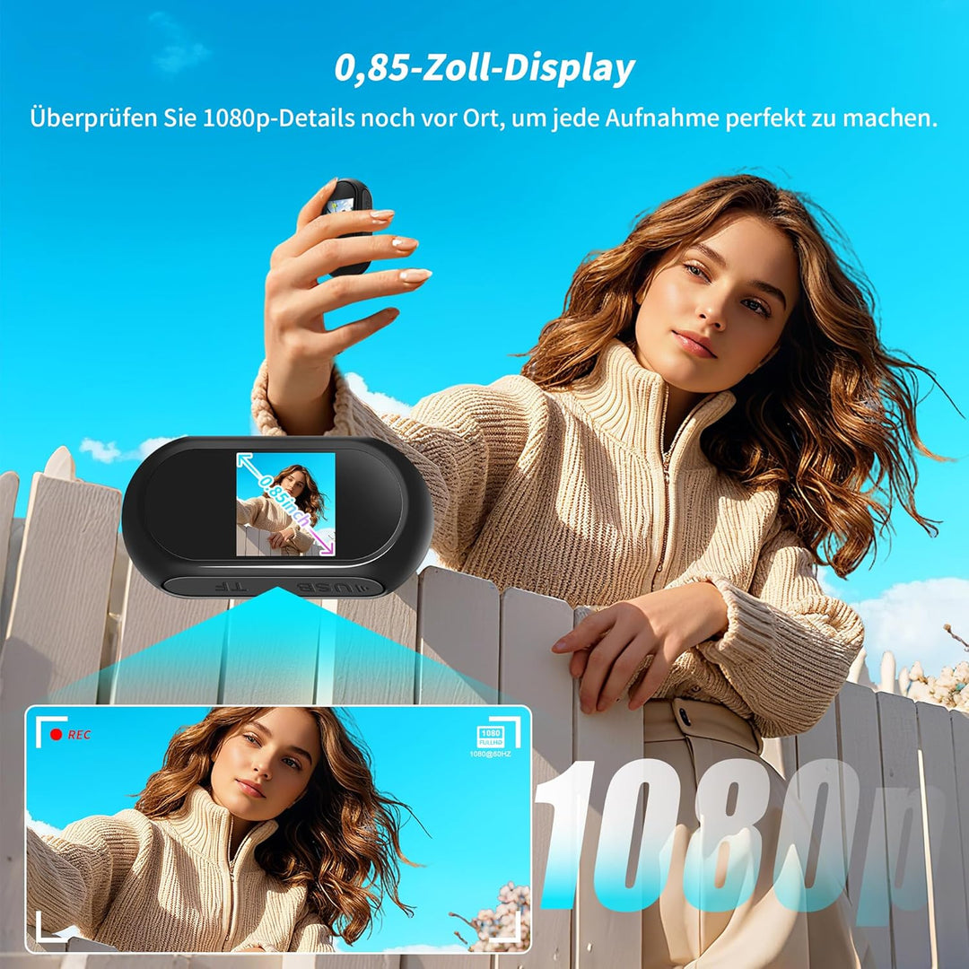1080P Action Kamera mit 64 GB Karte, Sport Actionkameras, Action Cam mit WLAN, Mini Bodycam Körperka