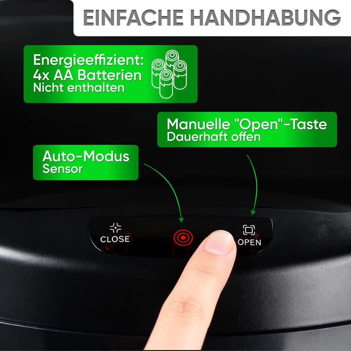 Allyson® Sensor Mülleimer Küche mit Sensor 30L – Automatik Abfalleimer Edelstahl mit Soft-Close Deck