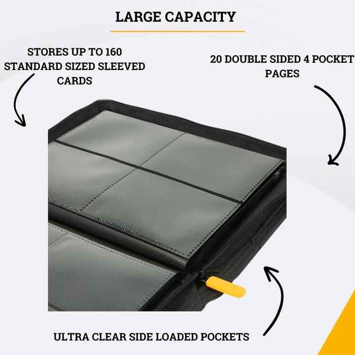Card Guardian - 4 Pocket Premium Binder mit Reissverschluss und Seitentaschen für 160 Karten Sammelk