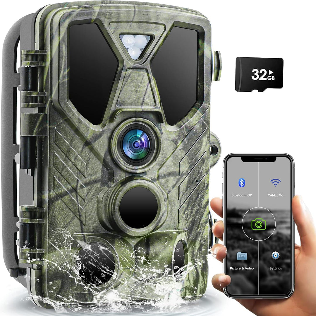 Wildkamera WLAN mit Handyübertragung APP, 4K Video Wildtierkamera, 36MP Full HD WLAN Wildkamera mit