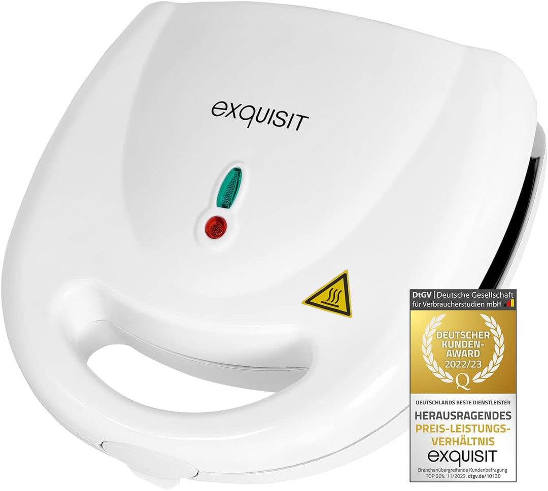 Exquisit Sandwichtoaster ST 3101 we | Dreieck-Sandwich | Antihaft | 750 W Leistung | Weiss | Überhit