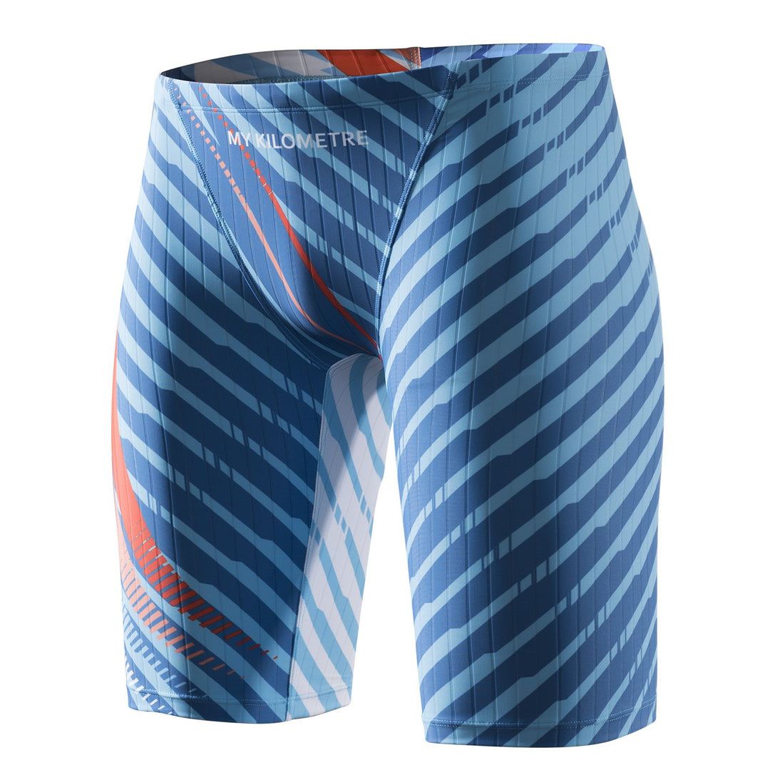 MY KILOMETRE Herren Jammers Lang Badehose Schwimmen Badeanzug Jammer Bedruckt Blau S, Bedruckt Blau