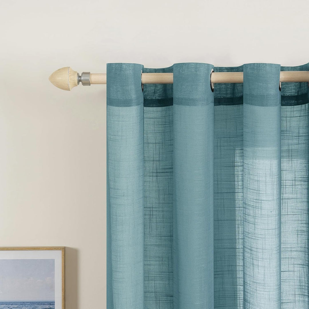 MIULEE 2er Set Voile Vorhang Sheer Leinenvorhang mit Ösen Transparente Leinen Optik Gardine Ösenscha