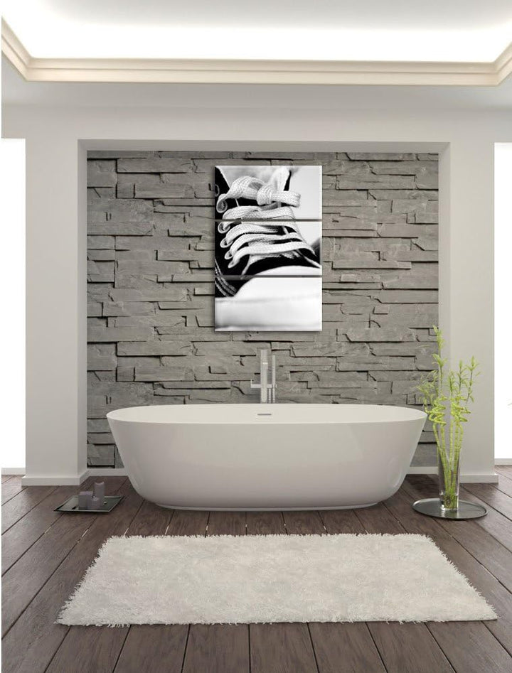 Pixxprint Trendige Schuhe als Leinwandbild/Grösse: 3 Teilig (120x80 cm) cm/Wandbild/Kunstdruck/ferti