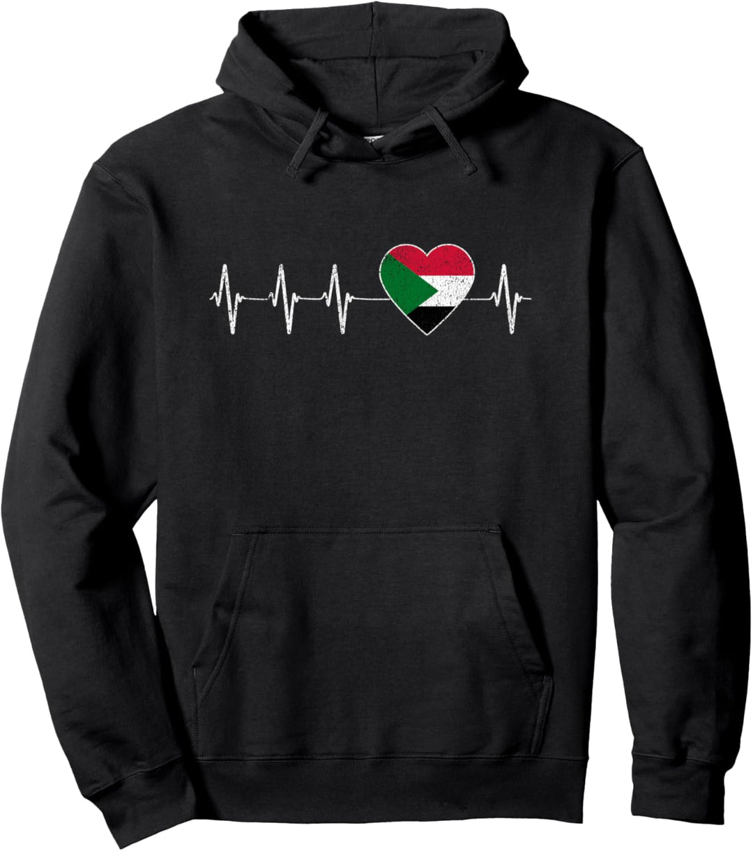 Sudanesischer Herzschlag I Love Sudan Flagge Herzpuls Pullover Hoodie