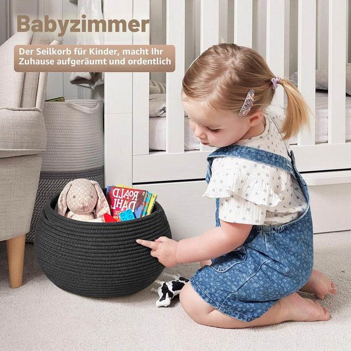 TIMEYARD Korb Aufbewahrung, Wäschekorb Schwarz, Korb Geflochten, Körbe für Regal, Toilettenpapier Au