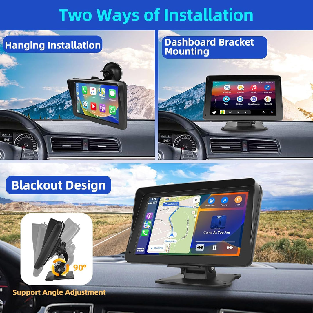 Podofo Wireless Apple Carplay Android Auto Autoradio Tragbares mit 7 Zoll HD Touchscreen Auto Stereo