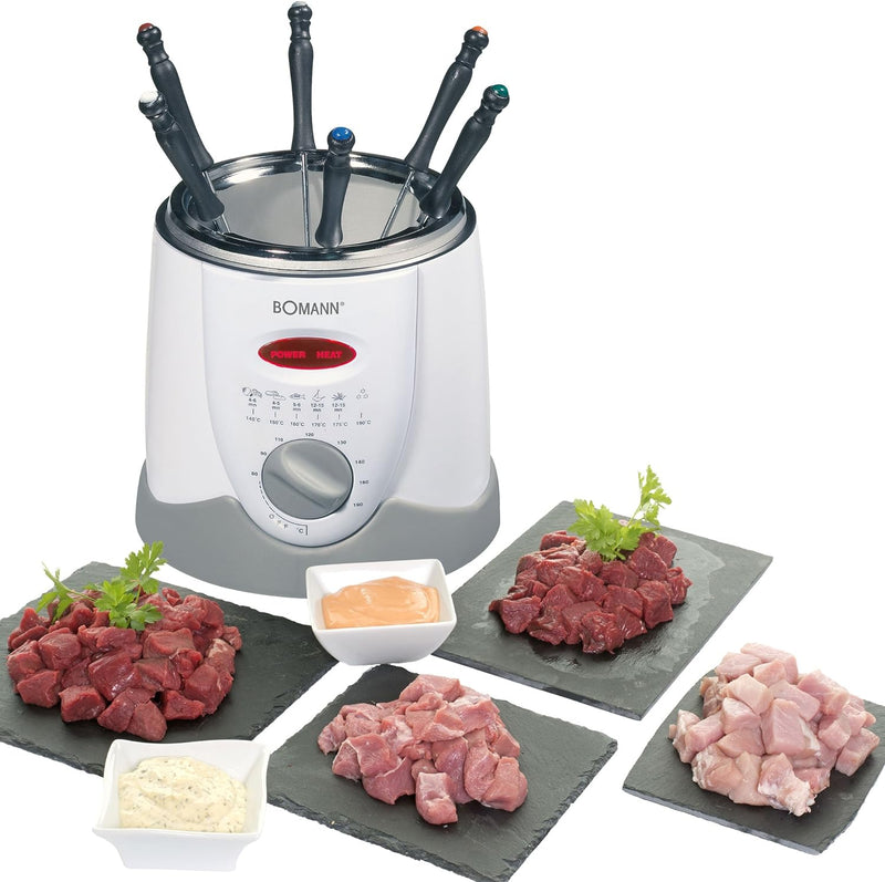 Bomann Fritteuse FFR 1290 CB 2in1 Fondue-Fritteuse inkl. 6 Fonduegabeln, Bedienfeld mit Kontrolldisp