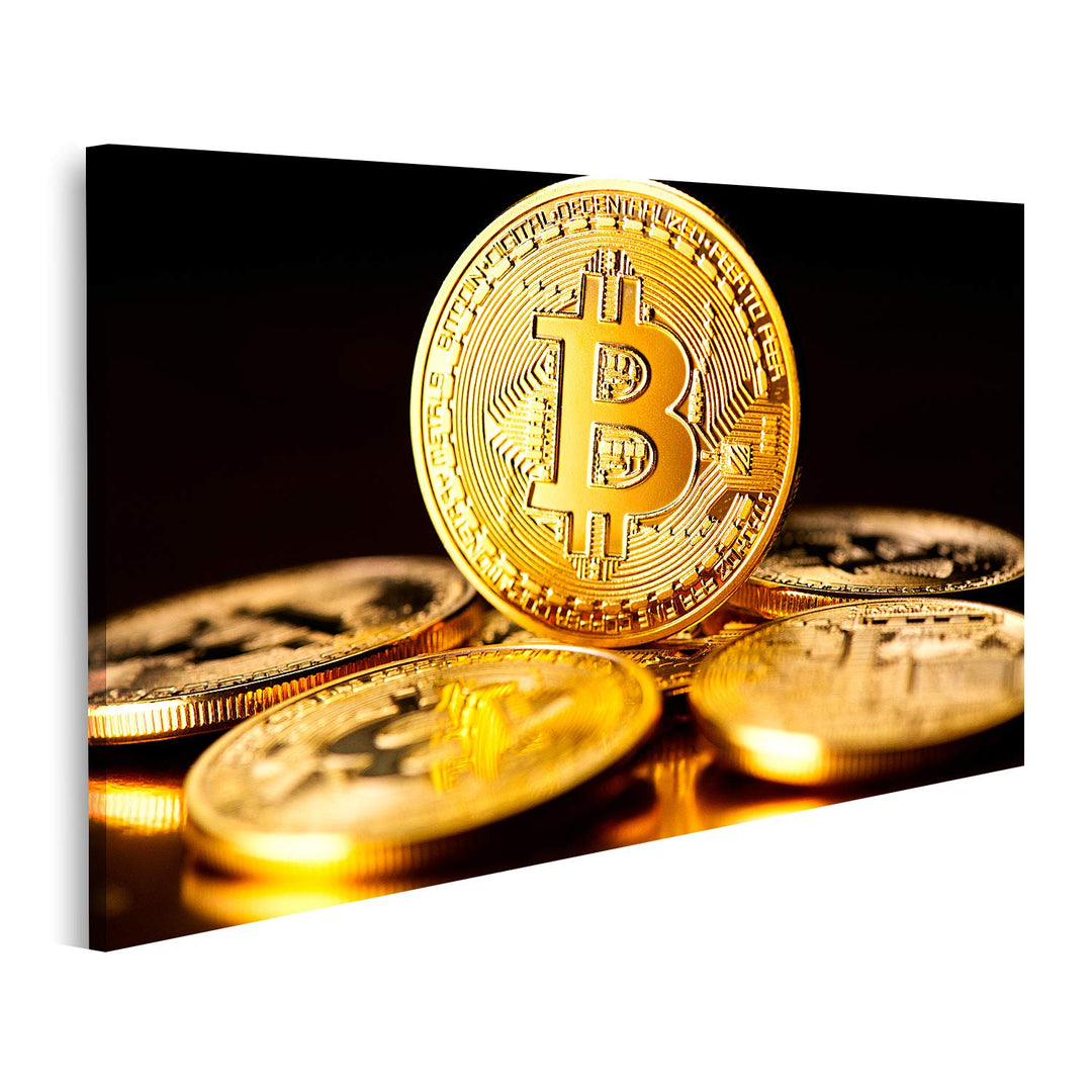 islandburner Bild auf Leinwand Bitcoin Krypto Währung Münze Schwarzer Hintergrund Bilder Wandbilder
