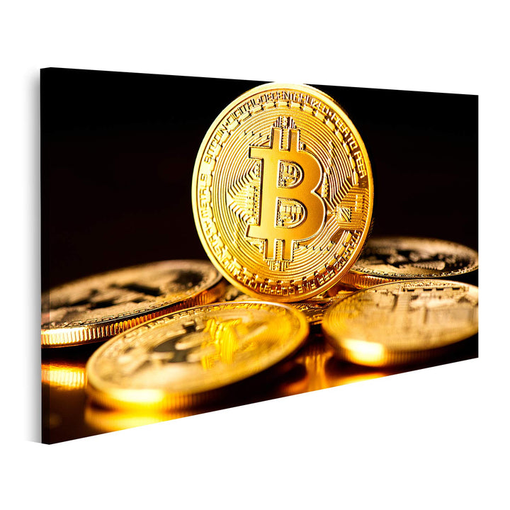 islandburner Bild auf Leinwand Bitcoin Krypto Währung Münze Schwarzer Hintergrund Bilder Wandbilder