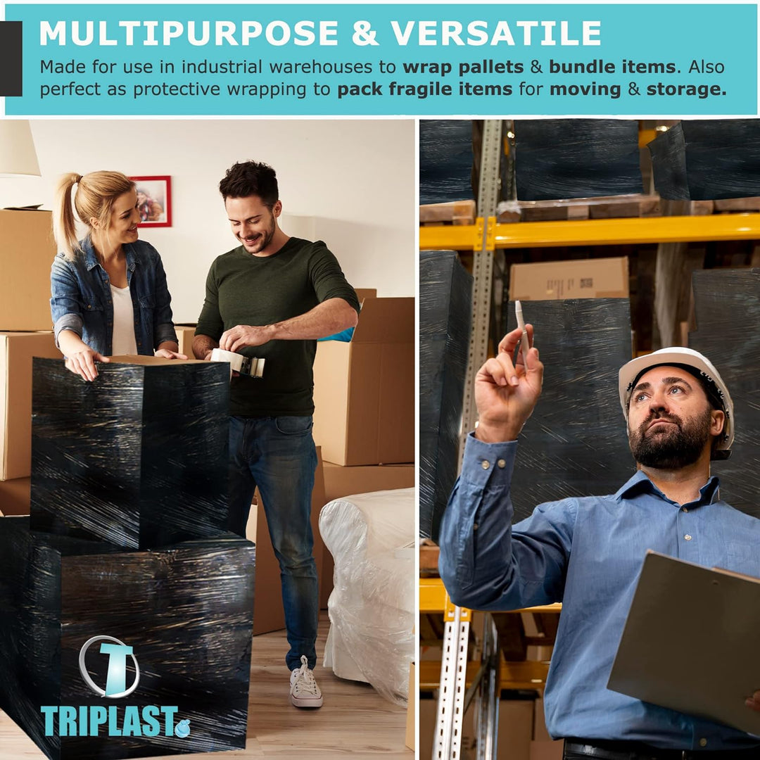 triplast 400 mm x 250 m Schrumpffolie für Paletten – Schwarz (6 Stück)