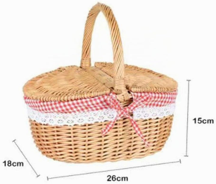 Weiden-Picknickkorb, Weidenkorb mit Deckel, Geschenkkorb leer, Pilzkorb, Campingkorb im Landhausstil
