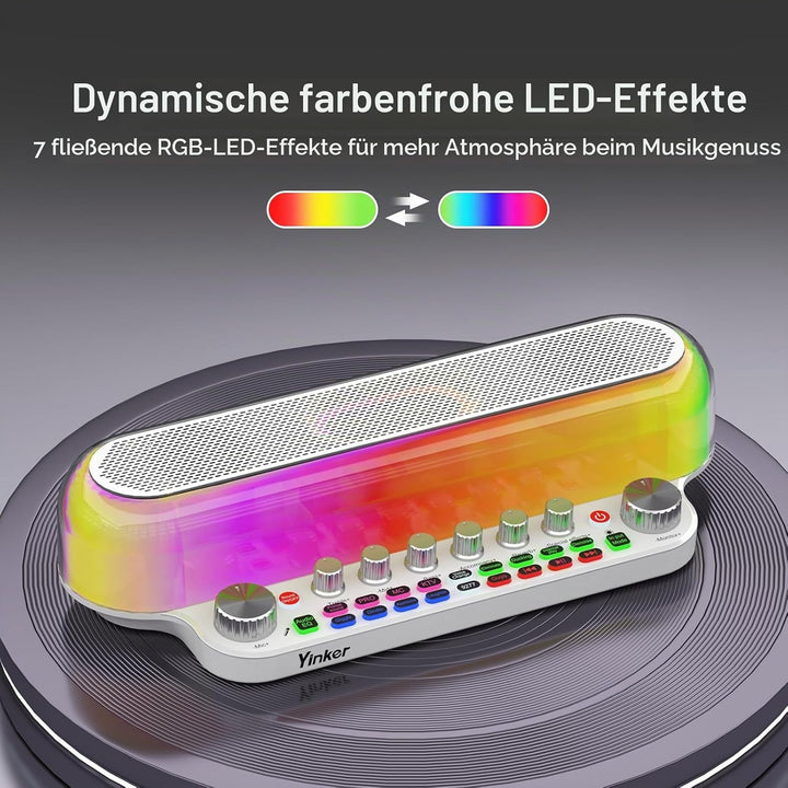 Audio Mixer Bluetooth Maschine mit 2 Kabellose Mikrofones Tragbarer Karaoke Lautsprecher, Live Sound