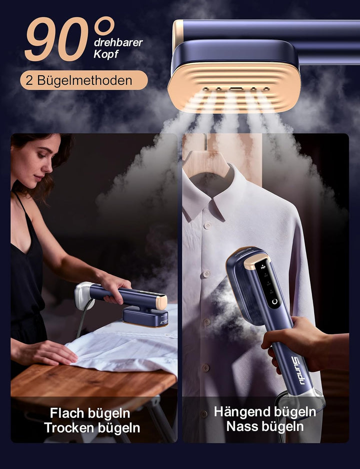 Sundu Dampfglätter, Steamer mit 2 Wassertanks (180 ml und 100 ml), 15S Schnelles Aufheizen, 24 g/min
