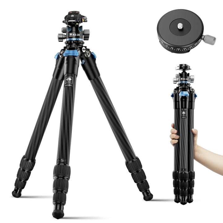 SIRUI 130cm Carbon Reisestativ AM-284 Fotostativ, Kompaktes Professionelles Stativ Kamera mit KS-30
