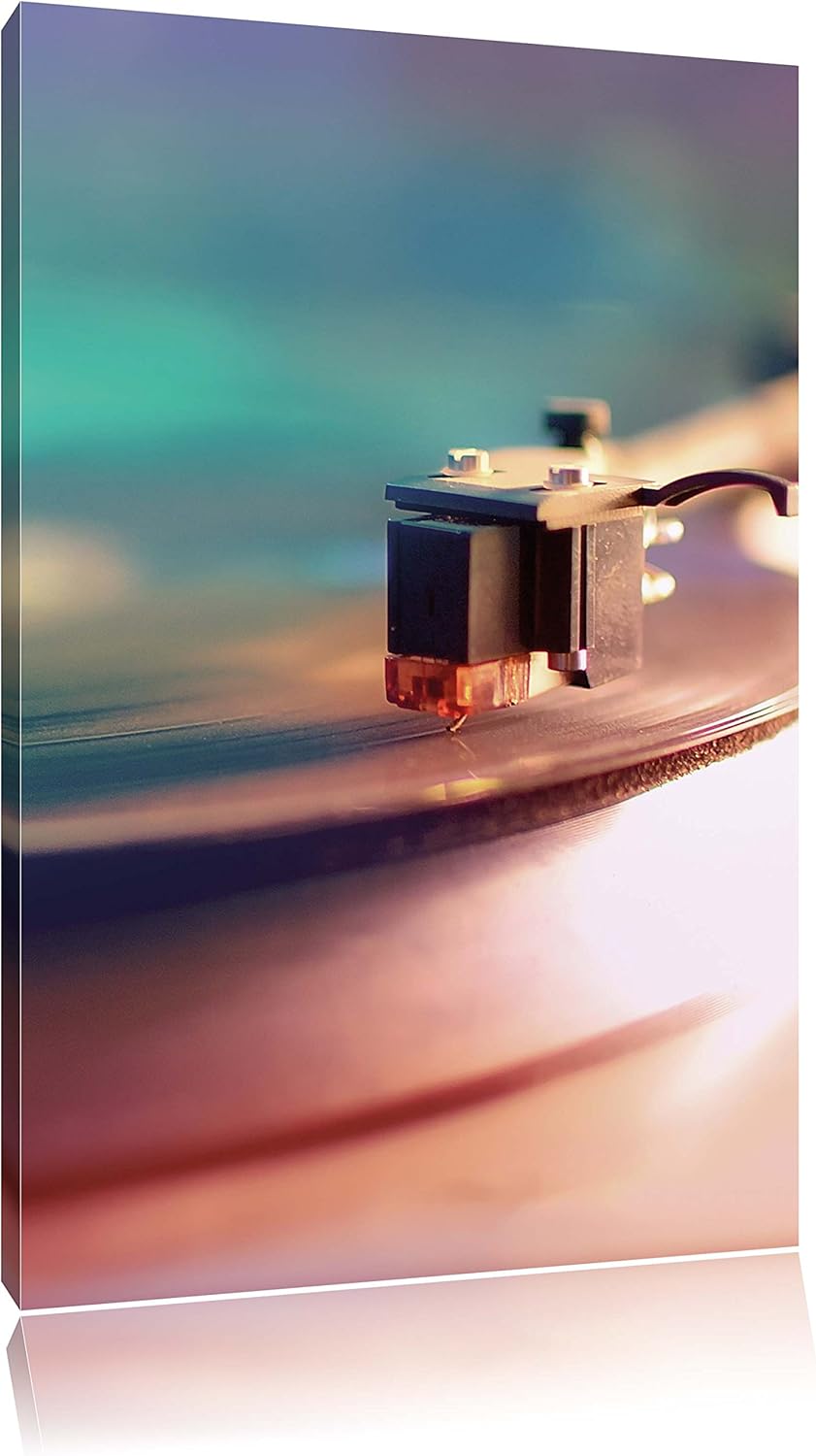 Pixxprint Schallplatte, Format: 100x70 auf Leinwand, XXL riesige Bilder fertig gerahmt mit Keilrahme