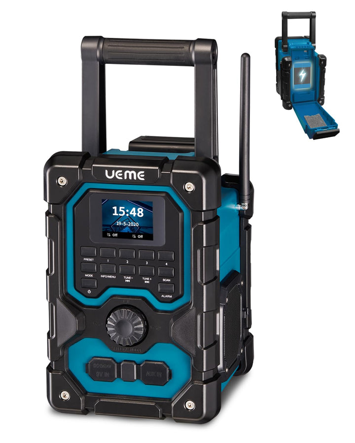 Baustellenradio Robustes DAB+ FM Radio mit Bluetooth 5.0, 16W Stereo-Lautsprecher, 8000mAh Akku bis