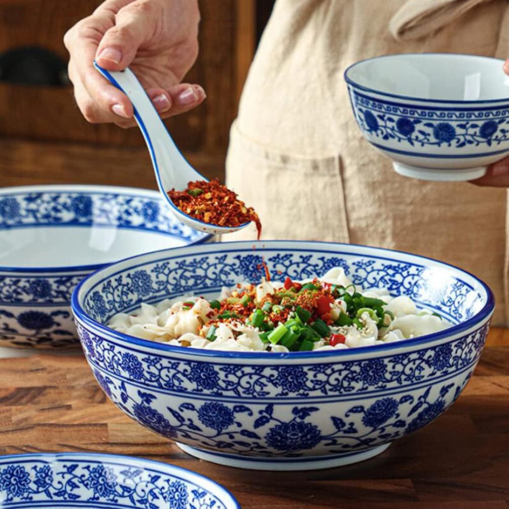 BESTonZON Keramik Suppensch¨¹ssel Nudelschale Asiatische Ramen Sch¨¹ssel Blau 8 Zoll Chinesische Sti