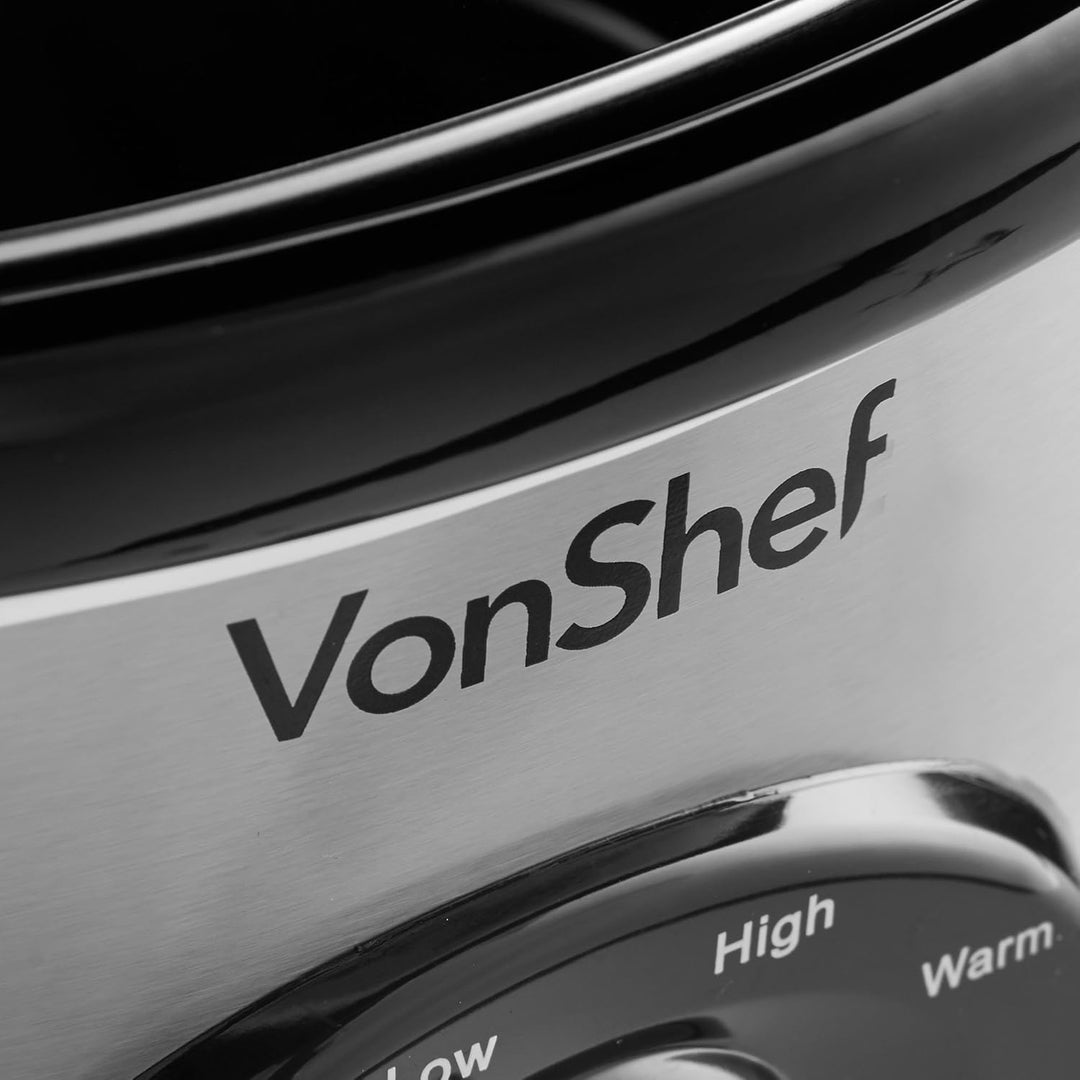VonShef Schongarer Slow Cooker 3,5L mit Glasdeckel – Edelstahl