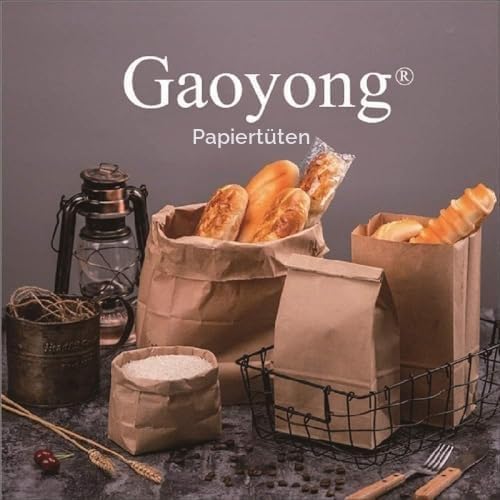 Gaoyong 50 Stück Papiertüten, Kraftpapierbeutel, Papiertüten für Geburtstage, Festivals, Lebensmitte