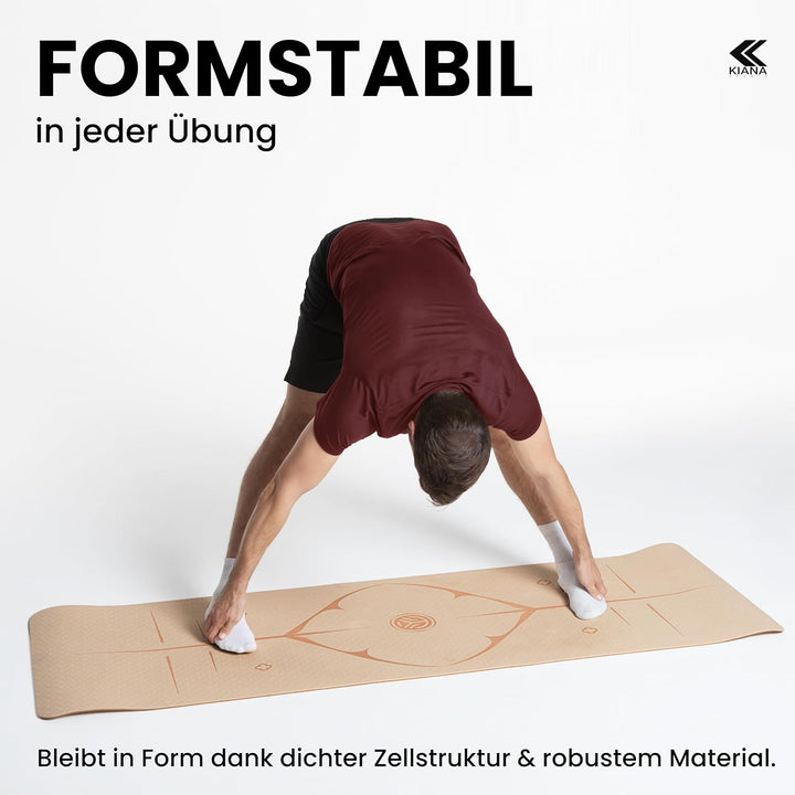 Yoga Matte – Rutschfeste Sportmatte in Deutschland entwickelt – 2 Komfort-Dicken – Formstabile Yogam