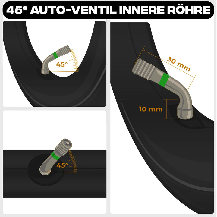 12 1/2 x 2 1/4 57-203 Kinderwagen Schlauch 12 Zoll Mit Winkelventil 45° inkl. Montagehebeln | 2 Stüc