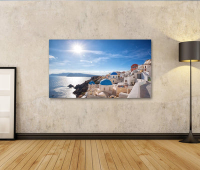 Bild auf Leinwand Oia Dorf In Santorini Island Griechenland Wandbild Poster Kunstdruck Bilder Format