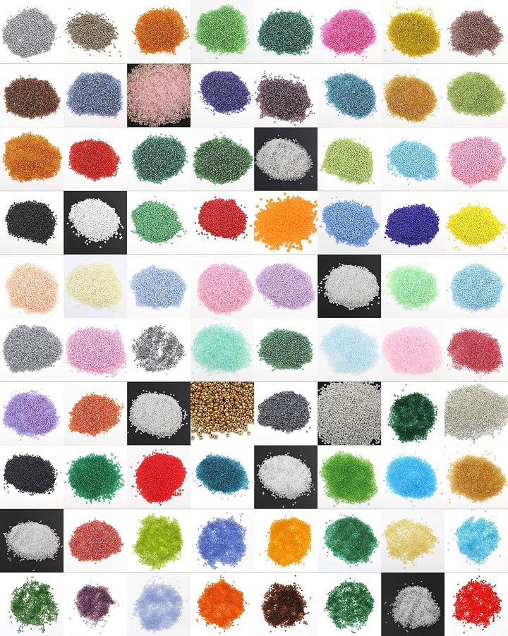 75 Farben Rocailles 2mm Perlen Set 75 Pack 75 Farben 1,5 Kilo Glasperlen Rund 11/0 100000stk POSTEN