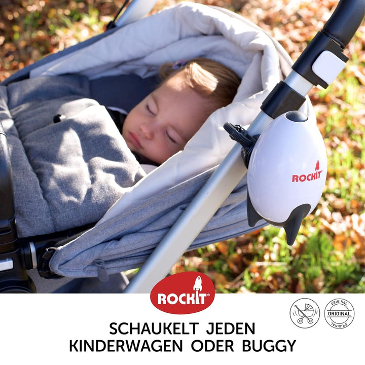 ROCKIT Kinderwagenschaukler SET -Das Original- Einschlafhilfe Baby wiederaufladbar (USB), stufenlos