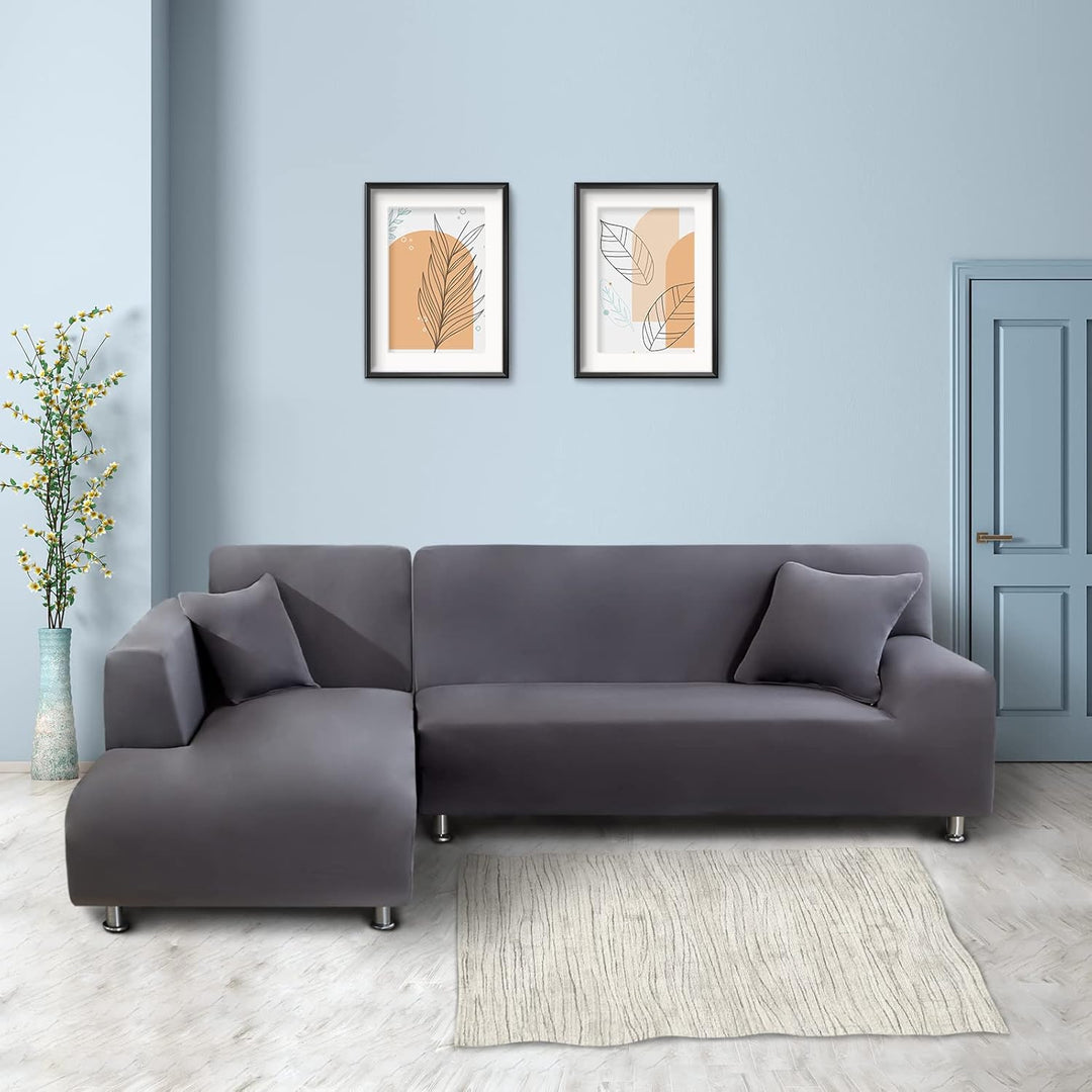 Lydevo Sofabezug Ecksofa L Form Sofa Überwürfe Stretch Sofabezug L Form Rechts oder Links mit Zwei K