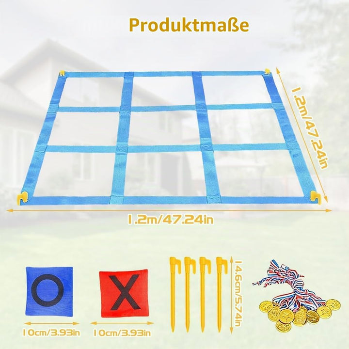 Riesiges Tic Tac Toe 1.2m Outdoor Spielset mit Sitzsäcken – Sackwerfen Spiel für Garten, Strand &amp; Ca