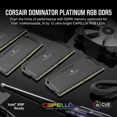 Corsair DOMINATOR PLATINUM RGB DDR5 RAM 64GB (4x16GB) 6200MHz CL32 Intel XMP iCUE Kompatibel Compute