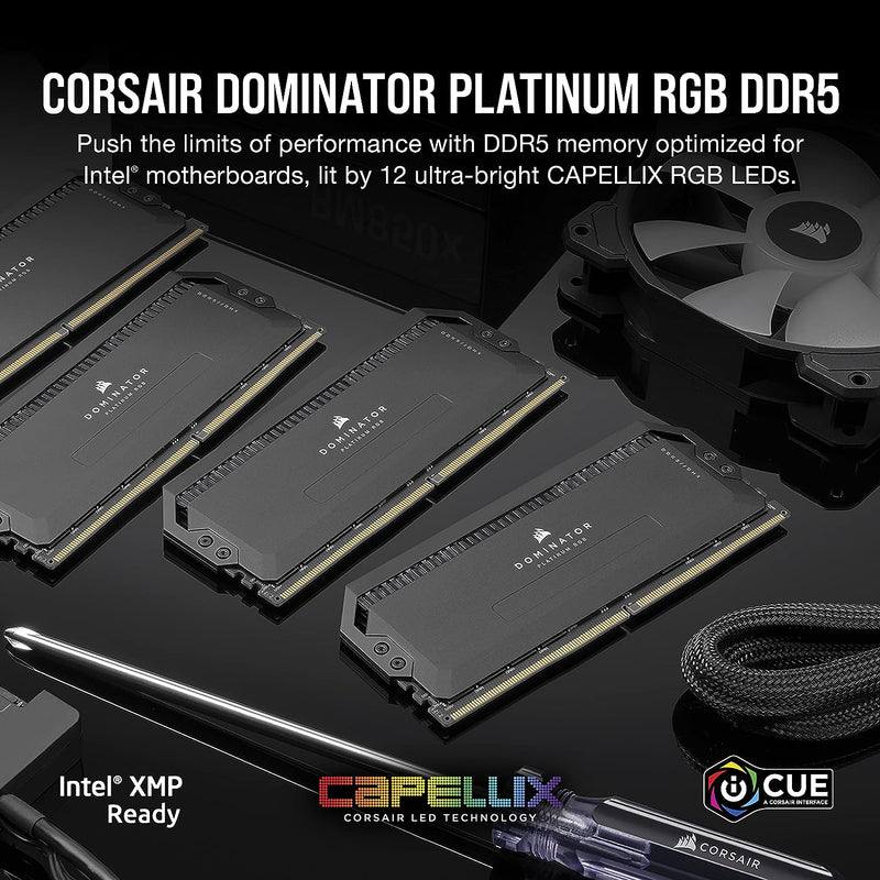 Corsair DOMINATOR PLATINUM RGB DDR5 RAM 64GB (4x16GB) 6200MHz CL32 Intel XMP iCUE Kompatibel Compute