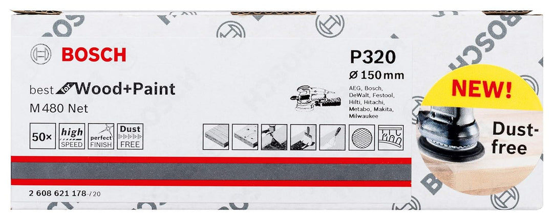 Bosch Professional 50 Stück Schleifblatt M480 Best for Wood and Paint (Holz und Farbe, Ø 125 mm, Kör