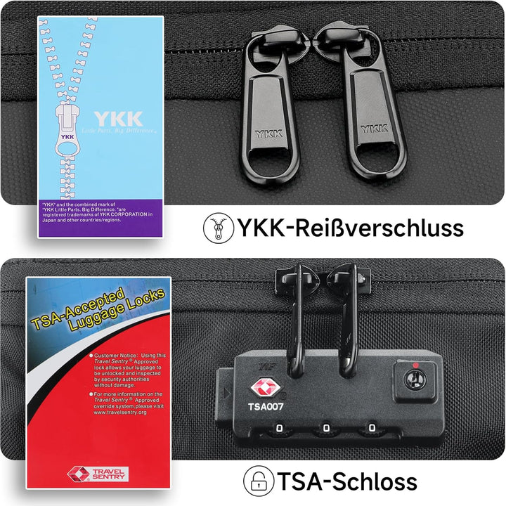 Reiserucksack mit rollen,17 Zoll Laptop trolley rucksack, Wasserfester Handgepäck-Rucksack mit USB-C