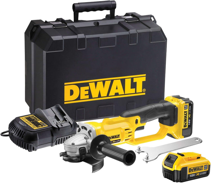 DeWalt Akku-Winkelschleifer (18V, 4.0 Ah, 125 mm Scheiben-ø, für alle Standard-Trenn,- Schleif- und