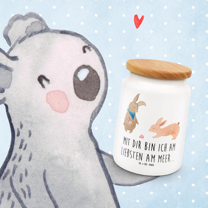 Mr. & Mrs. Panda Kaffeedose Hasen Muschel - Geschenk, Strand, müslidose, Muttertag, Best Friends, Ke