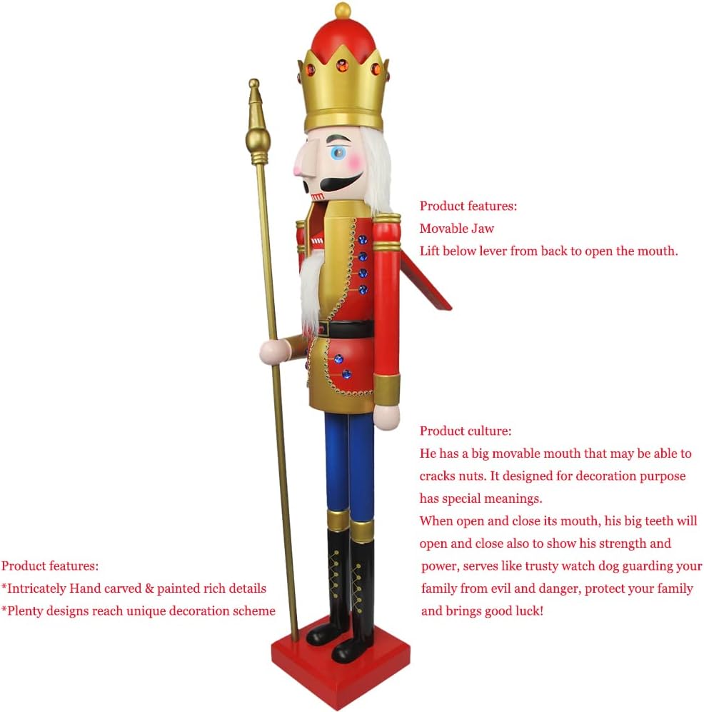 120Cm 48" 4Ft Gross/Giant Hölzerne Nussknacker Ornament (Rote King K01)