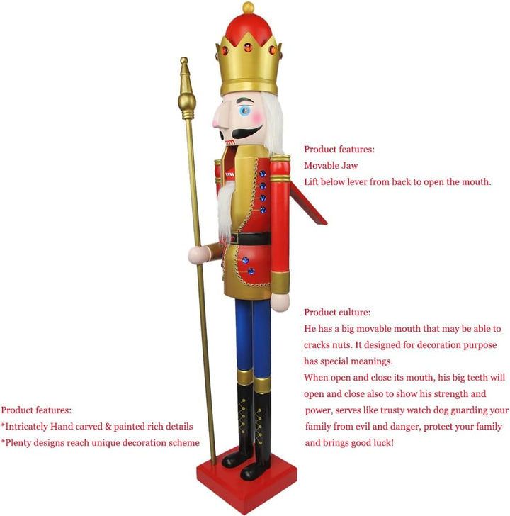 120Cm 48" 4Ft Gross/Giant Hölzerne Nussknacker Ornament (Rote King K01)