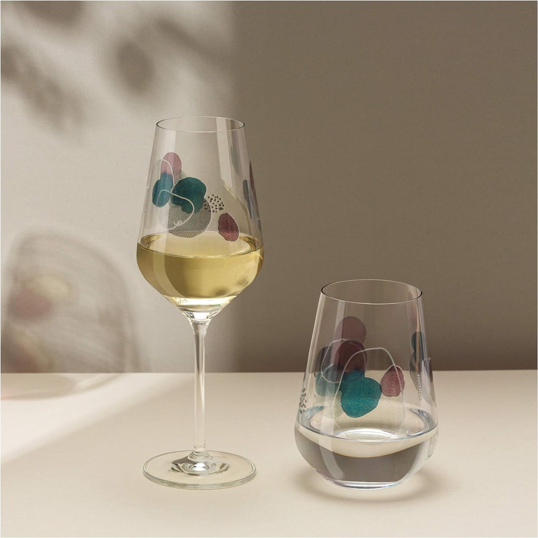Ritzenhoff 3611001 Weissweinglas 300 ml – Serie Sommerwendtraum Set Nr. 1 – 2 Stück mit Aquarellkrei