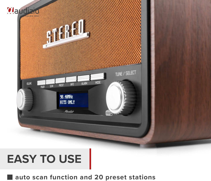 Audizio Foggia, Retro Radio, DAB Plus Radio, Bluetooth, Alarmfunktion, Radiowecker, Nostalgie Radio,