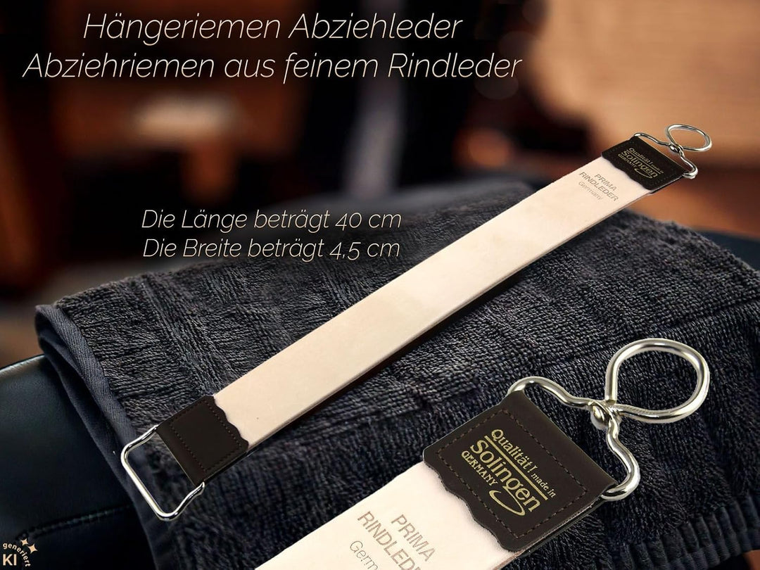 Rasiermesser Solingen Set mit Abziehleder und Paste Made in Germany - Premium Rasier-Set für Herren