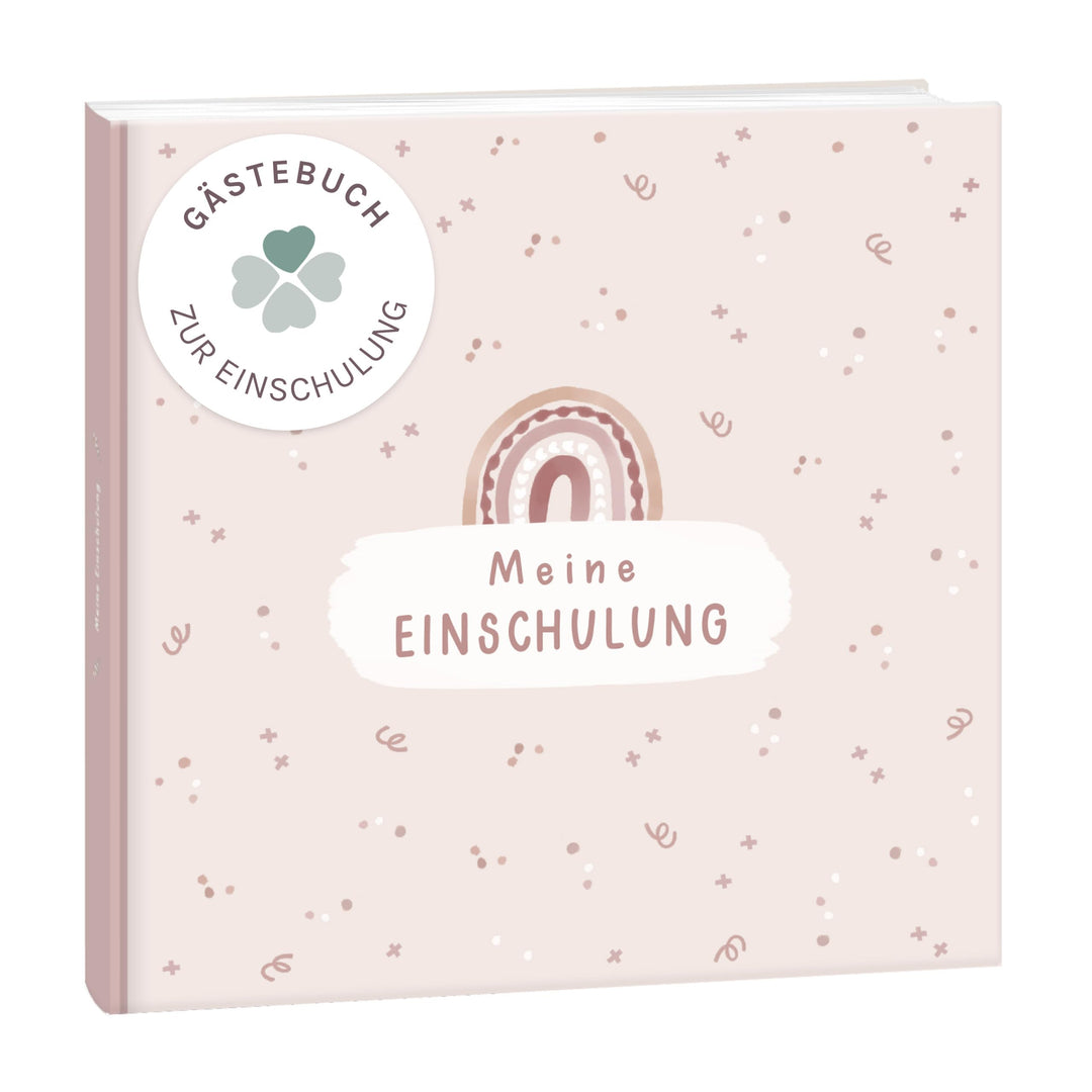 mintkind® Gästebuch Einschulung Boho, Einschulungsbuch mit Regenbogen, Erinnerungsbuch 1. Schultag,