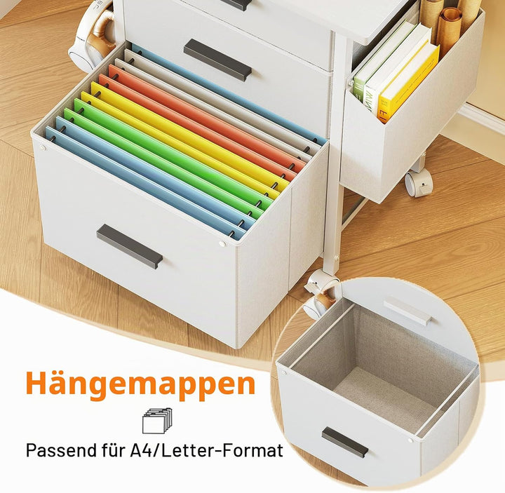 Rollcontainer, Aktenschrank, mit 3 Schubladen und Rollen, für Dokumente in DIN A4, Letter-Format, Dr